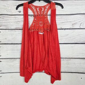 Maurices Rust Crochet Racerback Cardigan Vest Small